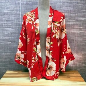 Liberty Love Red floral Kimono  size L